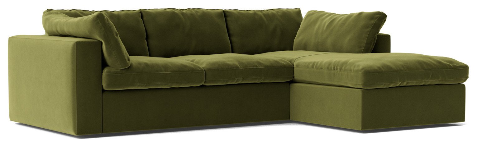 Swoon Seattle Velvet Right Hand Corner Sofa - Fern Green