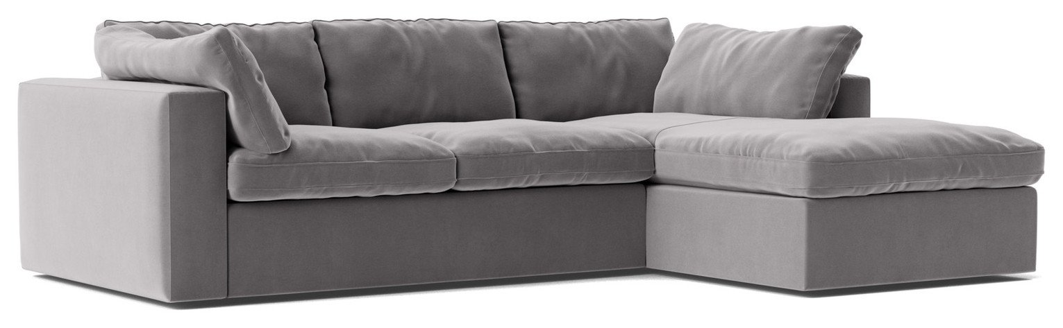 Swoon Seattle Velvet Right Hand Corner Sofa - Silver Grey