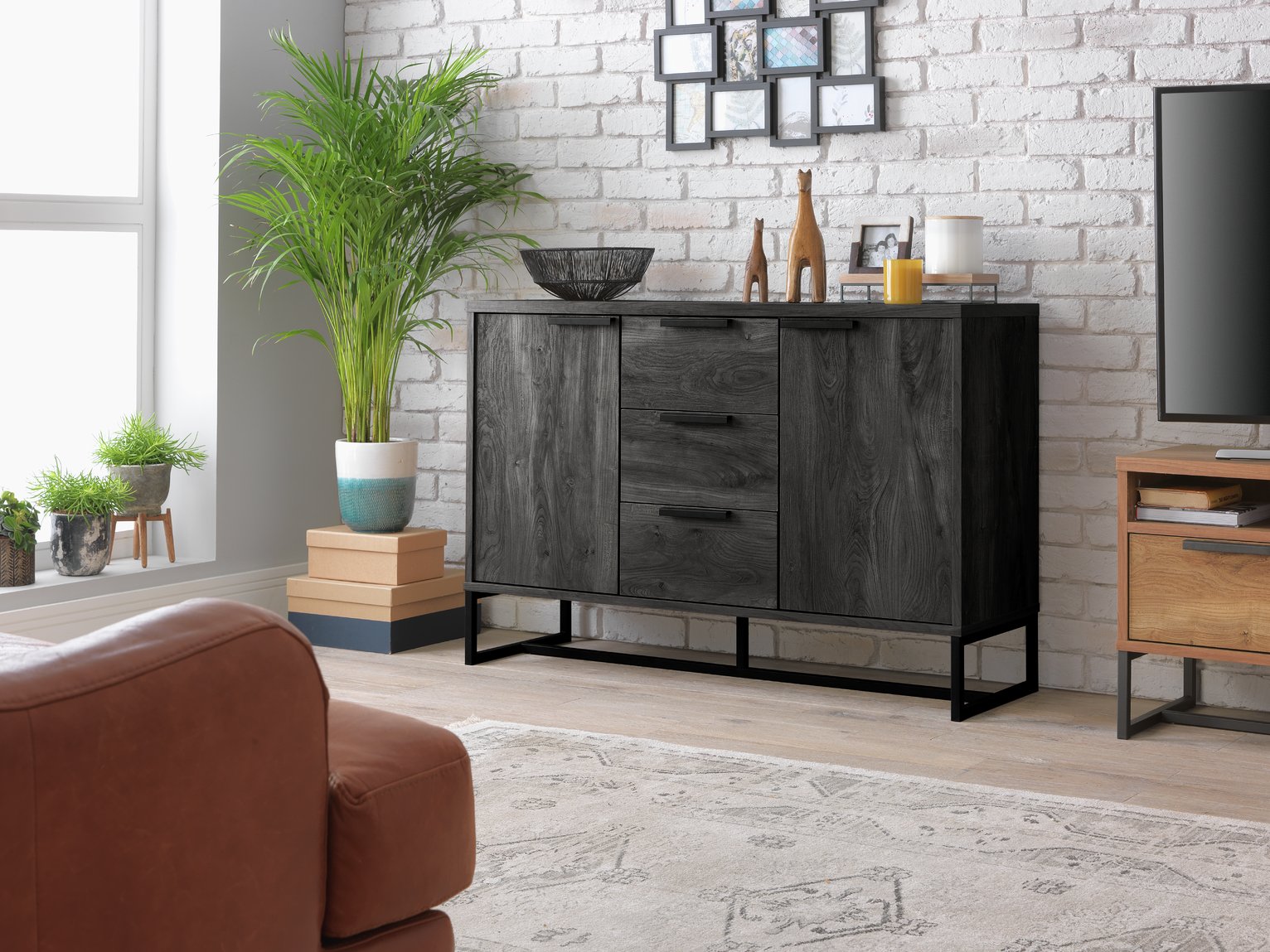 Habitat Nomad 2 Door 3 Drawer Sideboard - Black