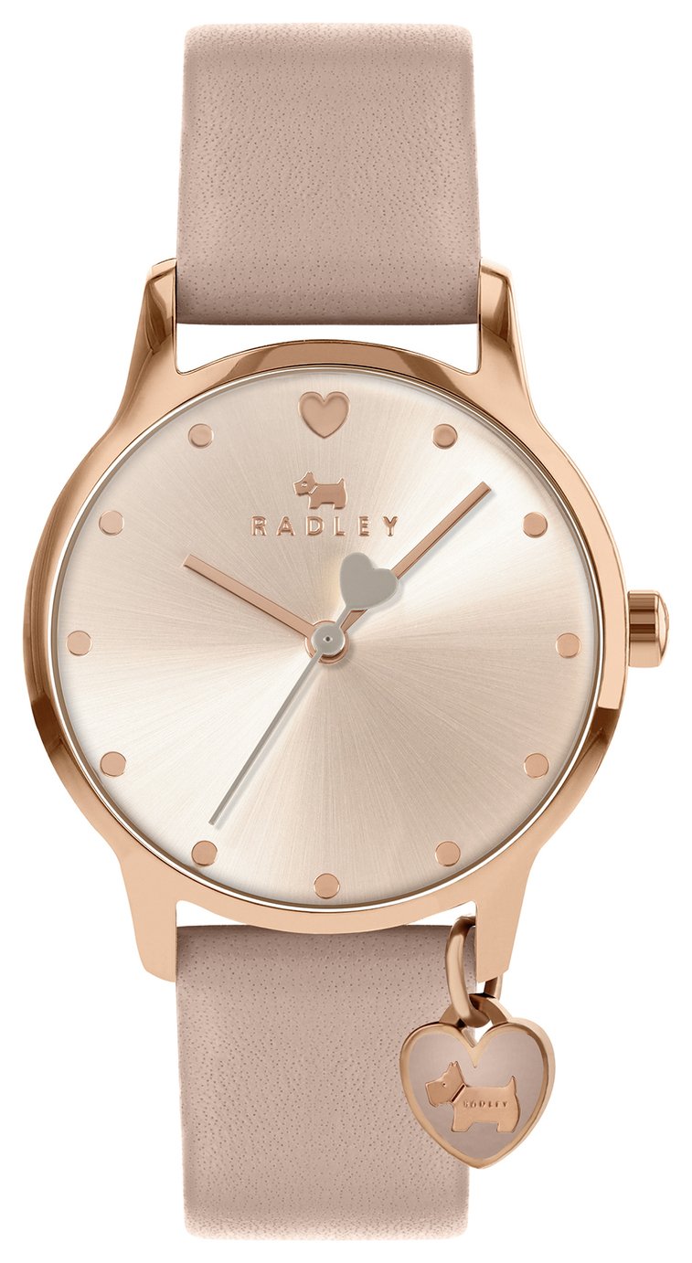 Radley Ladies Cobweb Pink Heart Leather Strap Watch