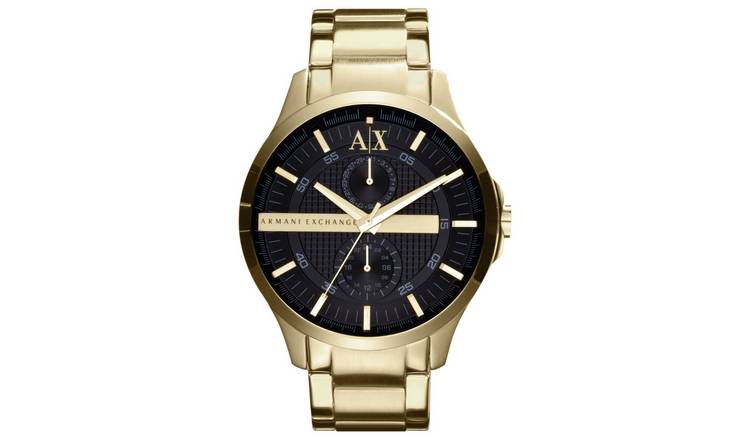 Buy Armani Exchange Men s Gold Strap Black Dial Bracelet Watch