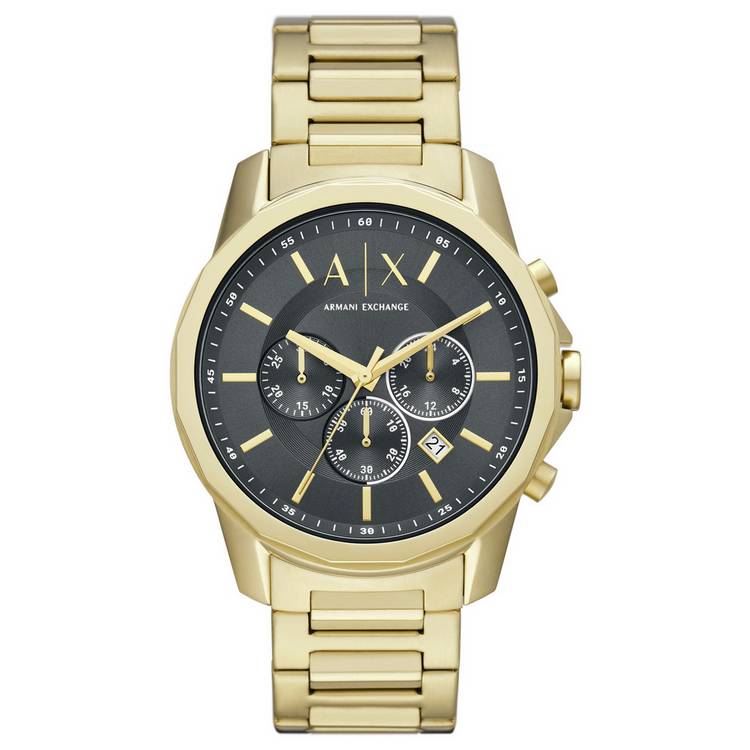 Armani Exchange Men's Gold Strap Grey Dial Bracelet Watch 0