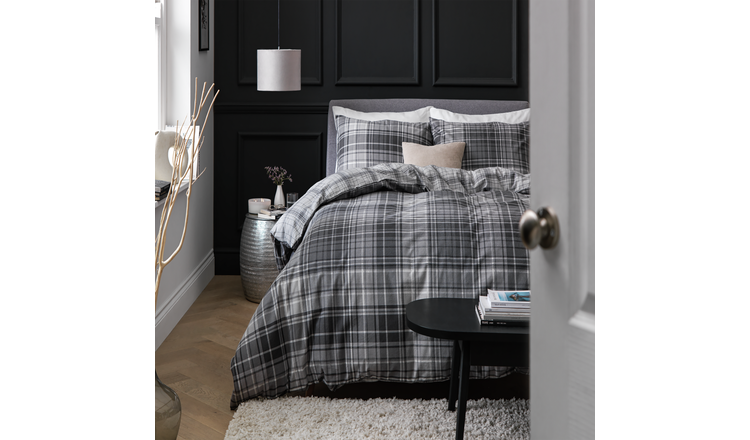 Buy Habitat Grey Brushed Check Bedding Set Single Argos