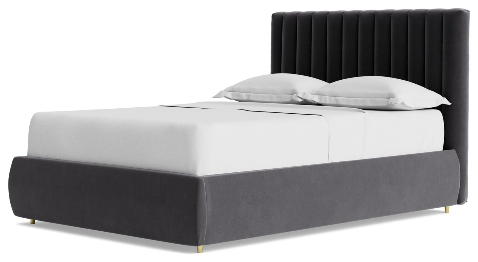 Swoon Porlock Velvet Kingsize Ottoman Bedframe- Granite Grey