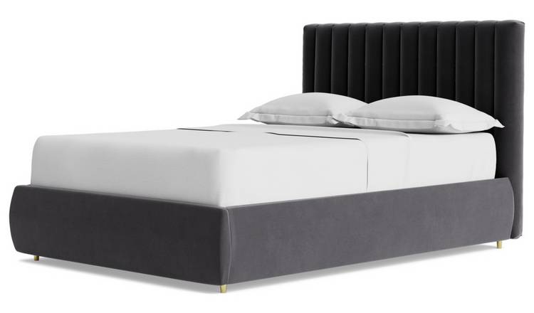 Swoon Porlock Velvet Kingsize Ottoman Bedframe- Granite Grey