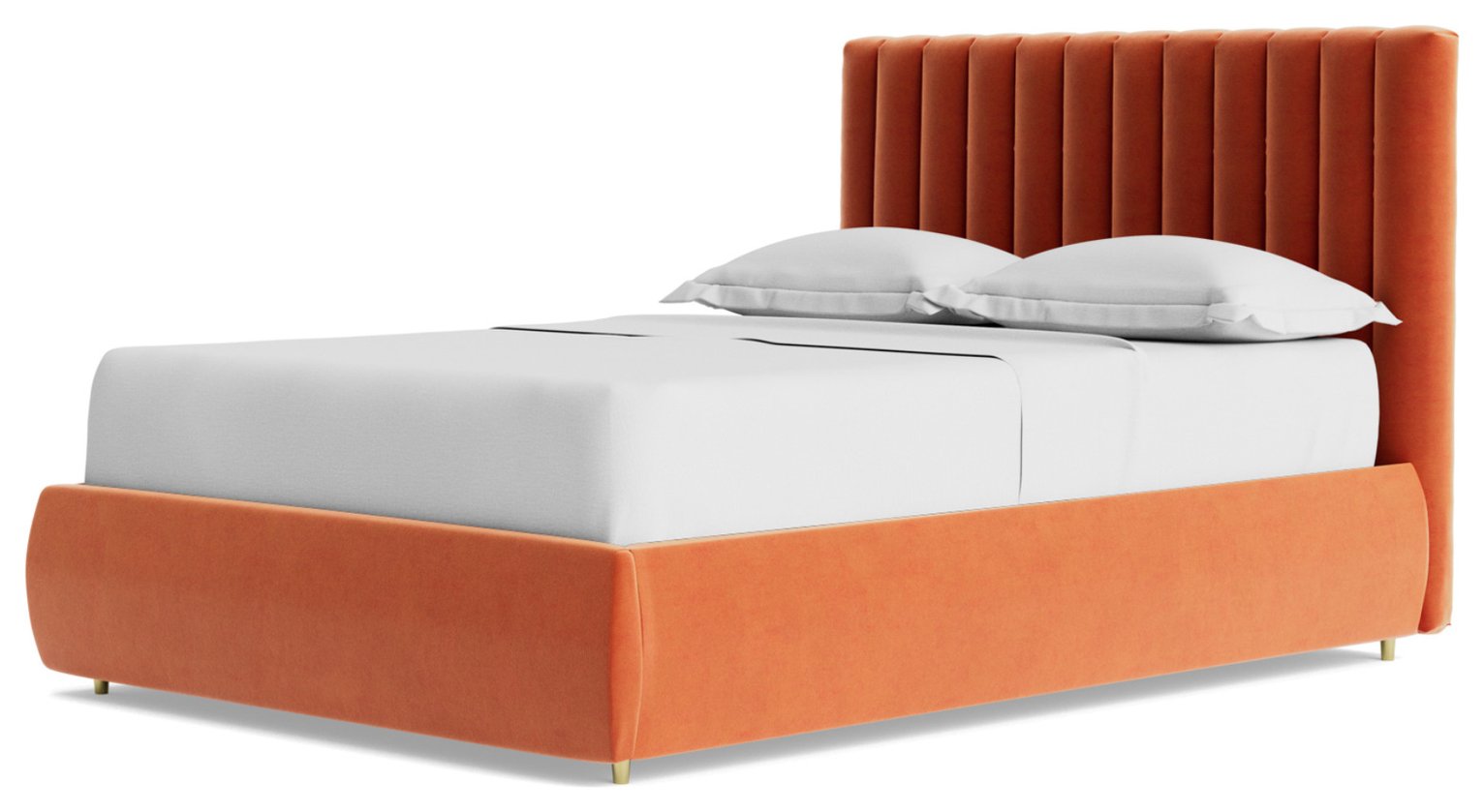 Swoon Porlock Velvet Kingsize Ottoman Bedframe- Burnt Orange