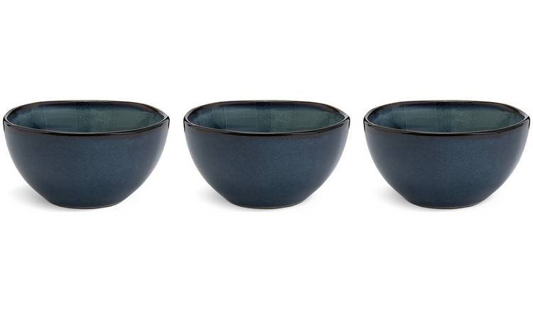 Buy Habitat Set of 3 Reactive Stoneware Nibble Bowl - Navy | Serving ...