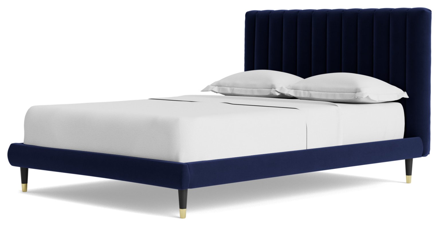 Swoon Porlock Double Velvet Bed Frame - Ink Blue