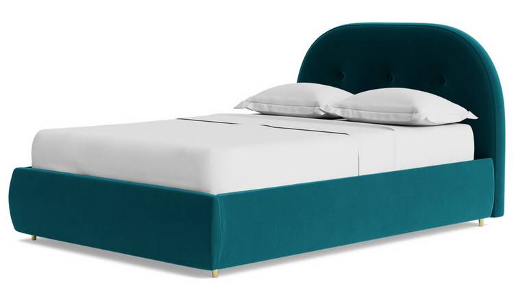 Swoon Southwark Velvet Double Ottoman Bedframe - Blue