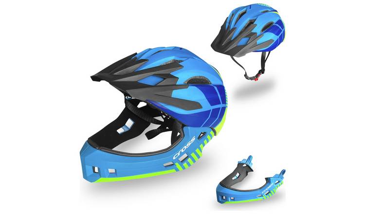 Blue and yellow online bike helmet