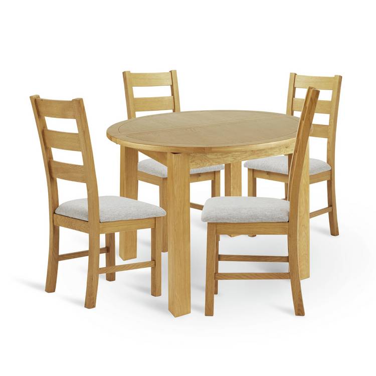 Argos Home Ashwell Extend Oak Dining Table & 4 Oak Chairs 0
