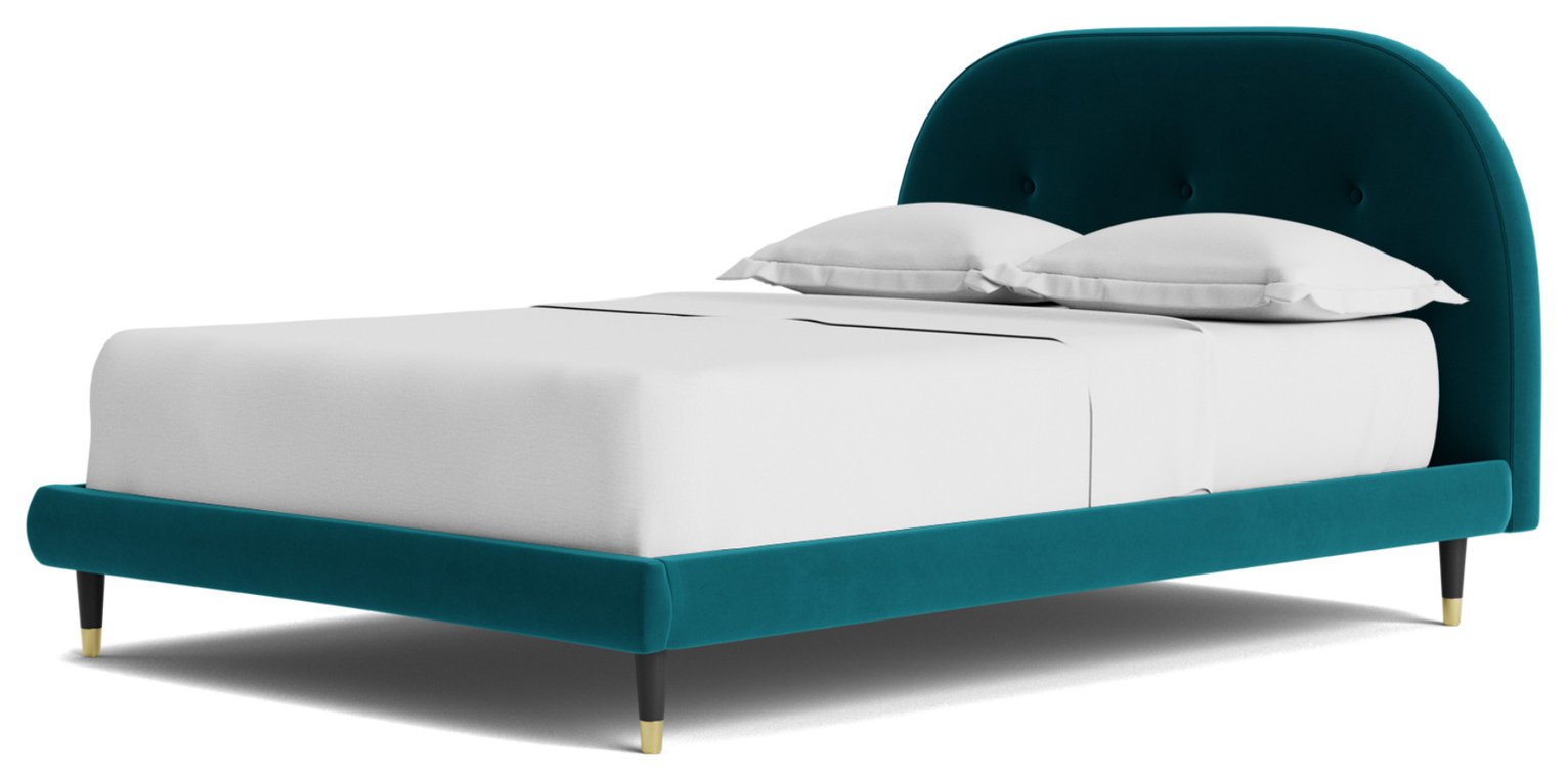 Swoon Southwark Double Velvet Bed Frame - Kingfisher Blue