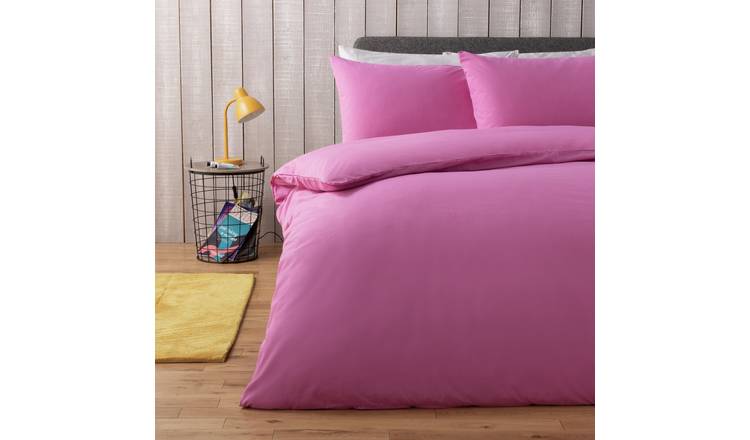 Argos Home Easycare Plain Pink Bedding Set - Double