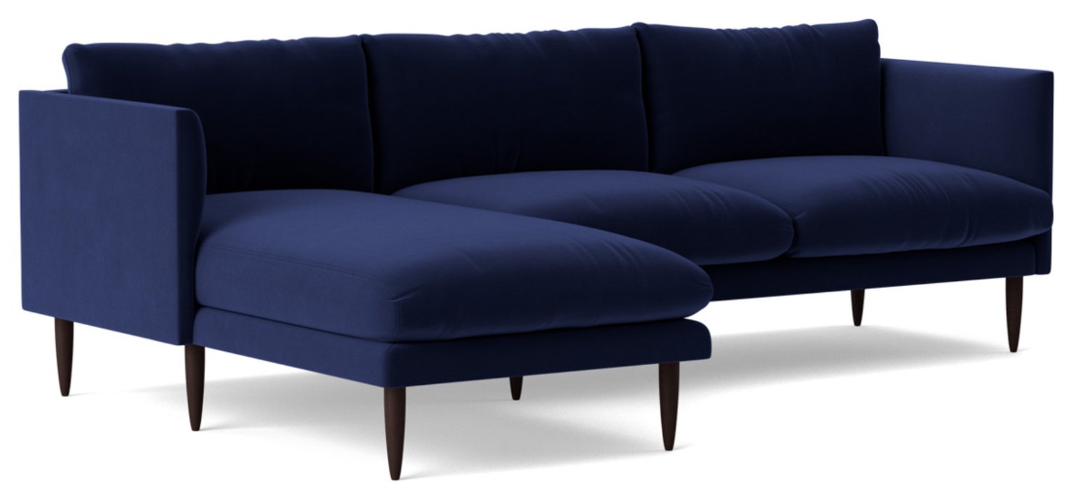 Swoon Luna Velvet Left Hand Corner Sofa - Ink Blue