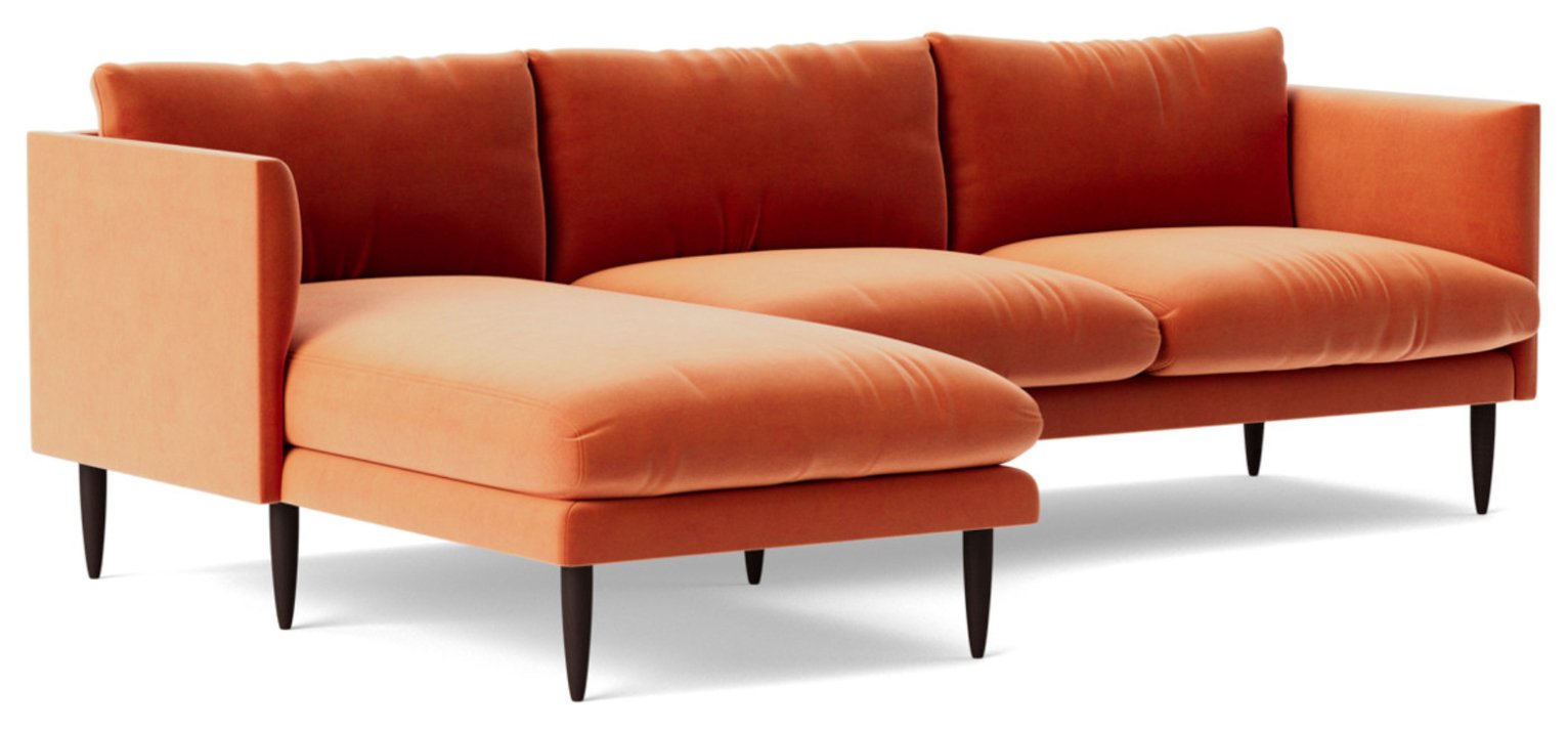 Swoon Luna Velvet Left Hand Corner Sofa - Burnt Orange