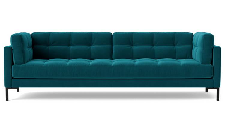 Swoon Landau Velvet 3 Seater Sofa- Kingfisher Blue
