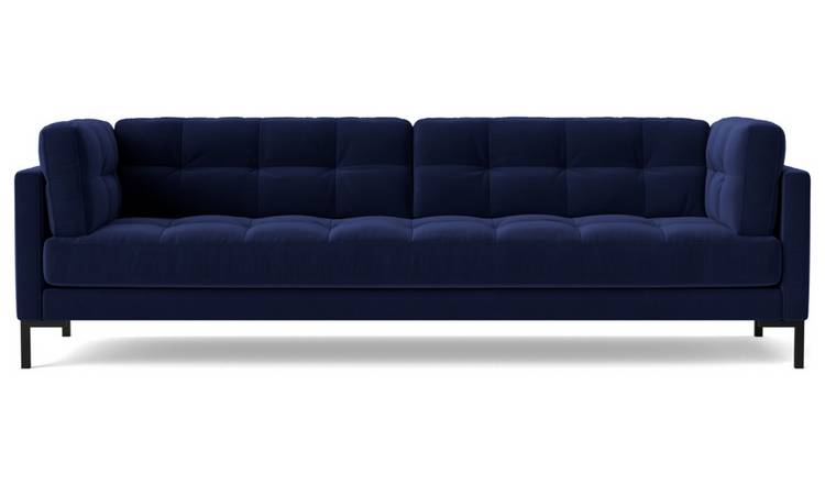 Swoon Landau Velvet 3 Seater Sofa - Ink Blue
