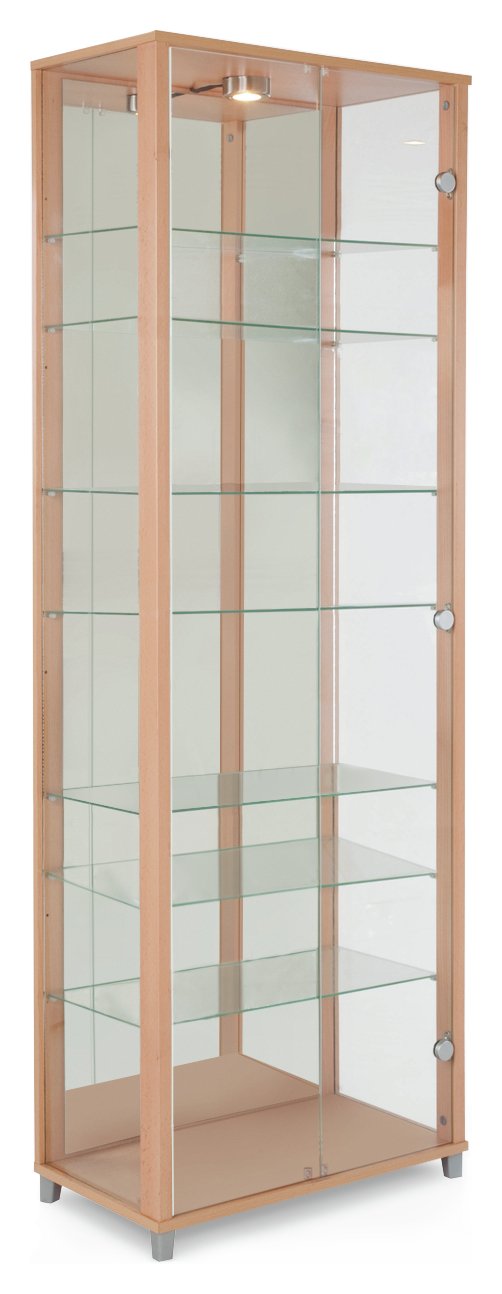 Argos Home 7 Shelf Glass Wide Display Cabinet - Beech Effect