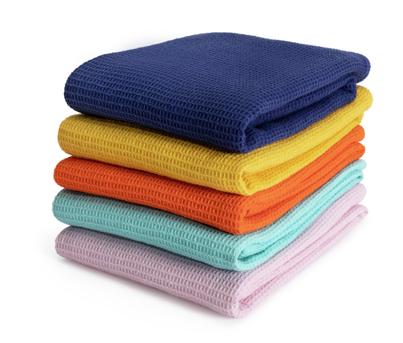 Habitat Brights Waffle Pack of 5 Tea Towels