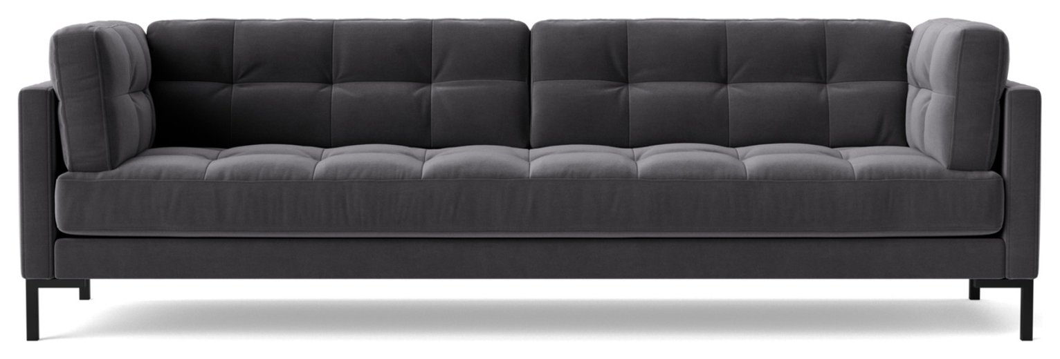 Swoon Landau Velvet 3 Seater Sofa - Granite Grey