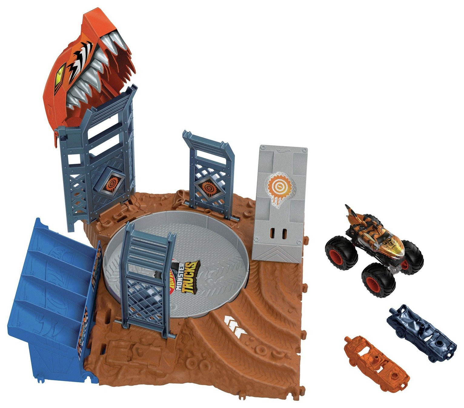 Hot Wheels Monster Trucks Tiger Shark Spin-Out Playset