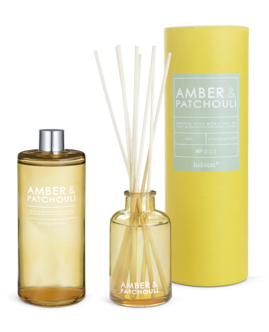 Habitat 90ml Diffuser & 180ml Refill Set - Patchouli & Amber