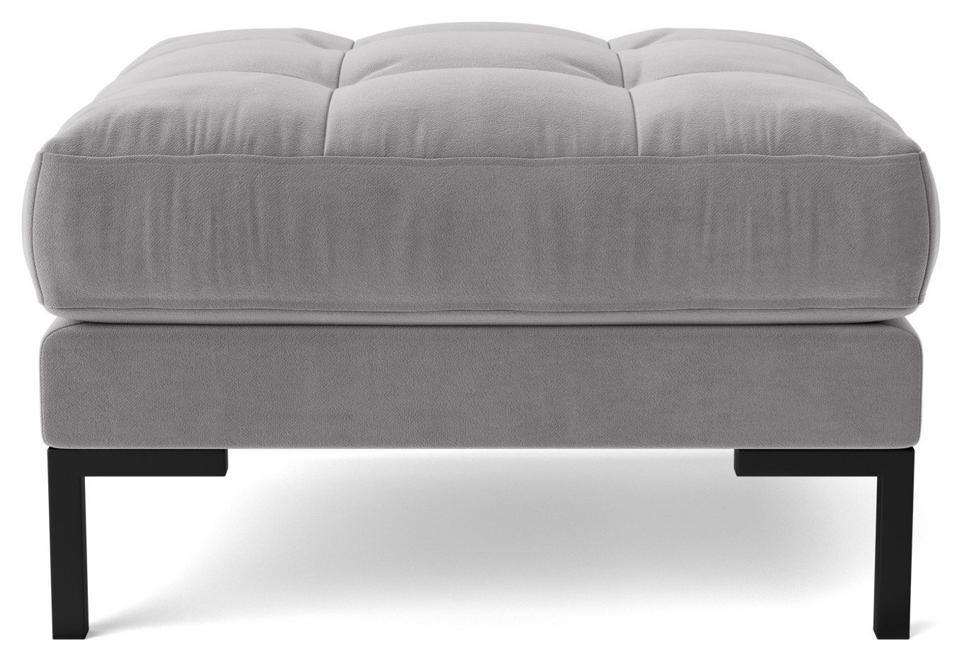 Swoon Landau Velvet Ottoman Footstool - Silver Grey