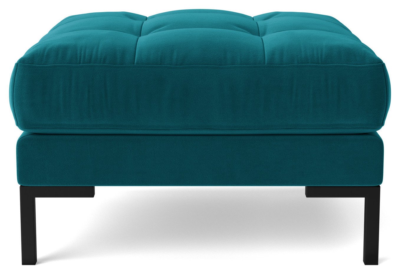 Swoon Landau Velvet Ottoman Footstool - Kingfisher Blue