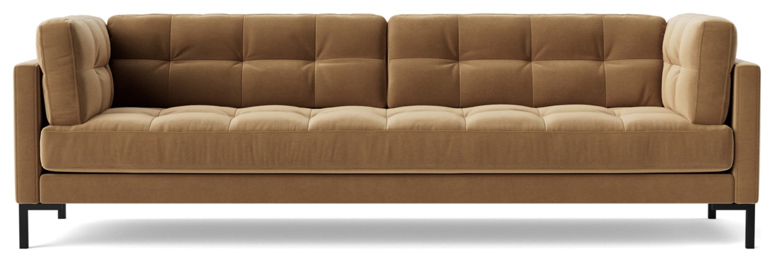 Swoon Landau Velvet 3 Seater Sofa - Biscuit