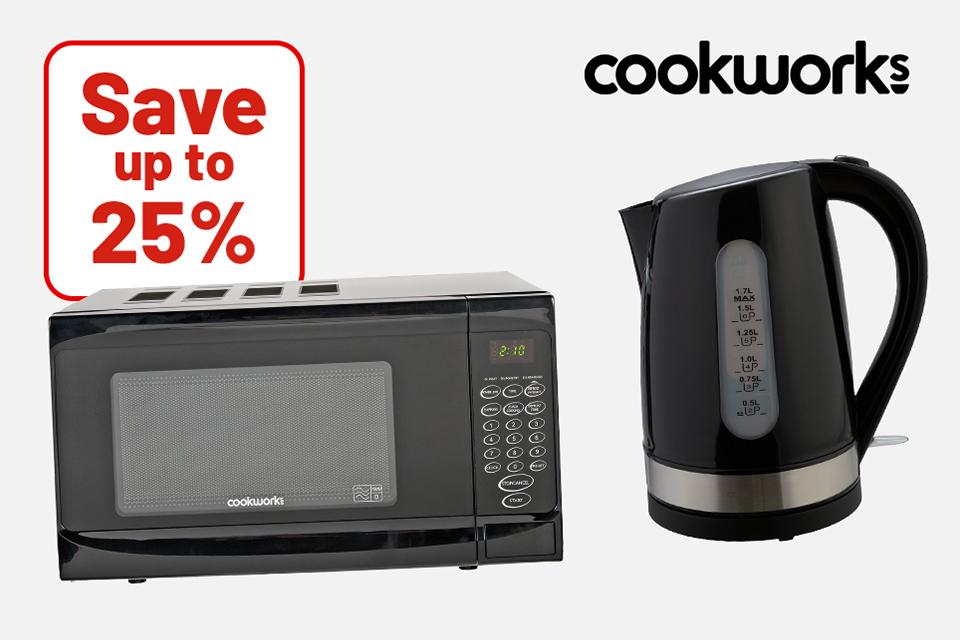 Save up to 25% selected cookworks appliances. Includes kettle, toasters and more.