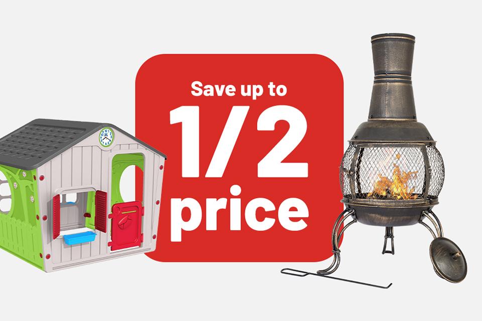 Save up to 1/2 price. Summer sale on outdoor products. Includes outdoor toys, BBQs, firepits and more. 