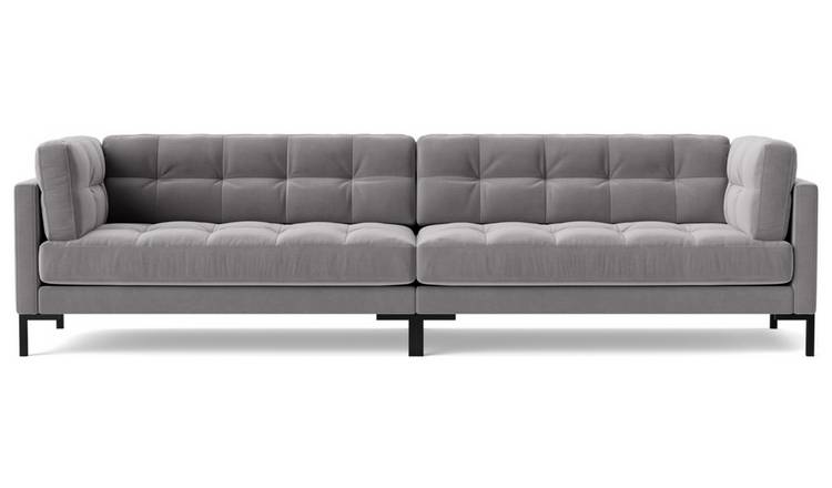 Swoon Landau Velvet 4 Seater Sofa - Silver Grey
