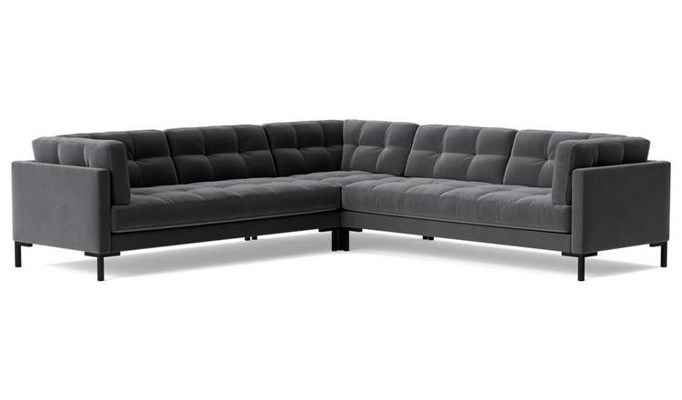Buy Swoon Landau Velvet 5 Seater Corner Sofa - Granite Grey | Sofas | Argos