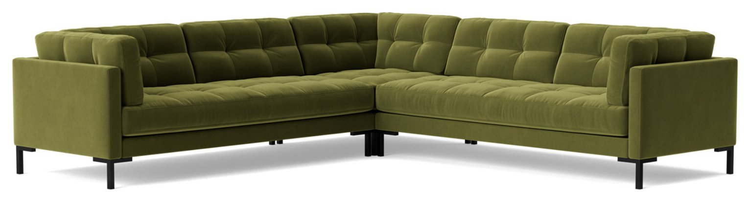 Swoon Landau Velvet 5 Seater Corner Sofa - Fern Green