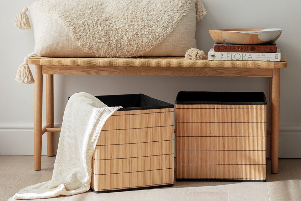 Habitat Set of 2 Bamboo Squares Boxes.