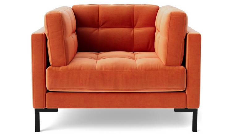 Orange velvet arm online chair