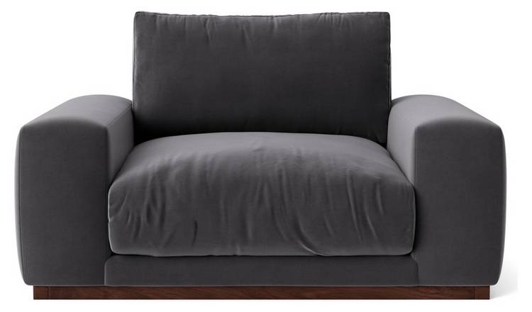 Buy Swoon Denver Velvet Cuddle Chair Granite Grey Argos