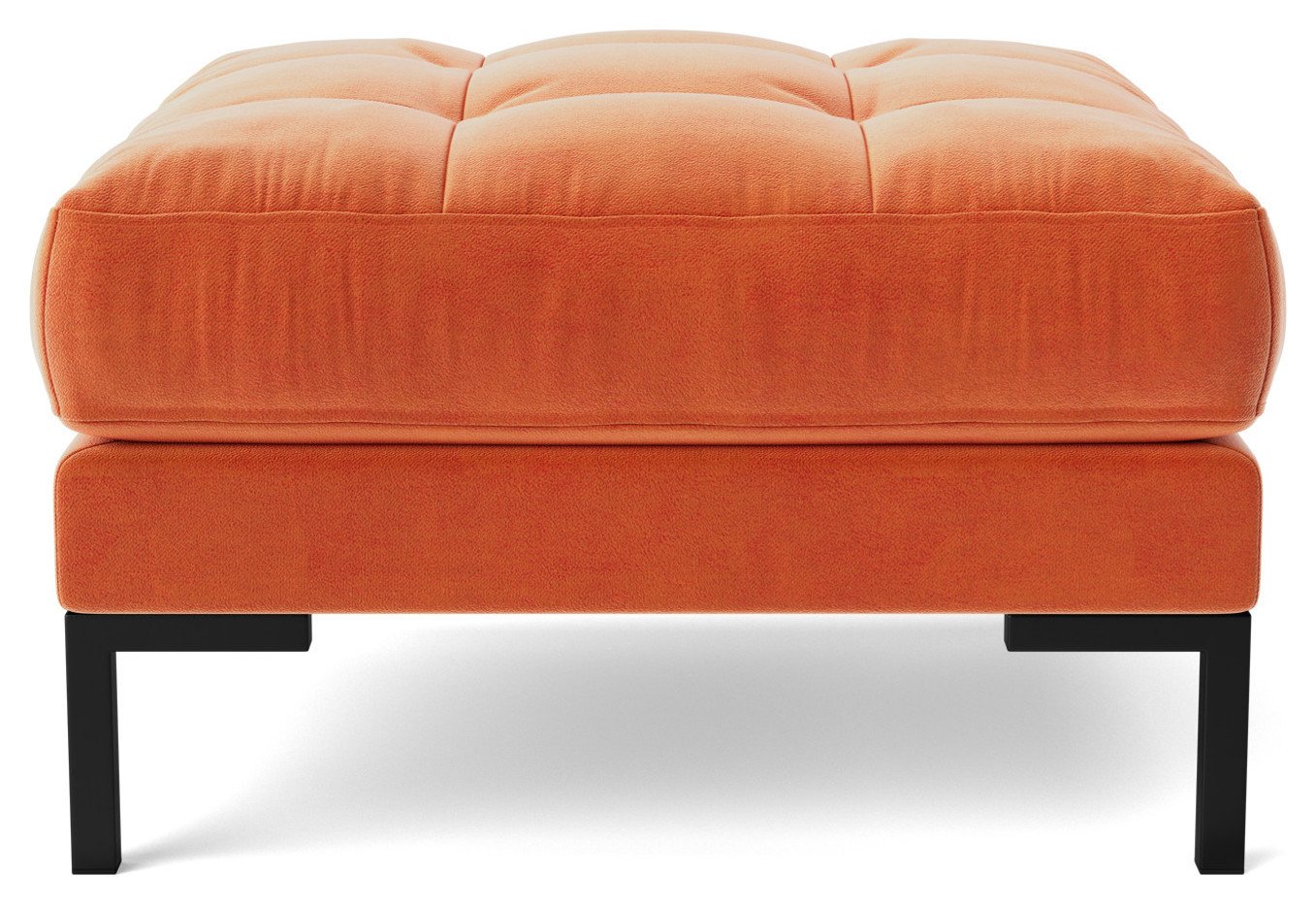 Swoon Landau Velvet Ottoman Footstool - Burnt Orange