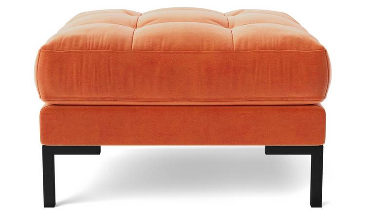 Burnt orange store velvet ottoman