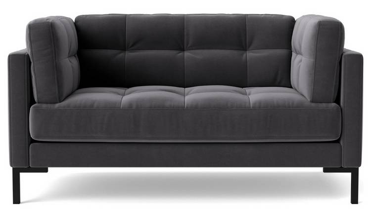 Swoon Landau Velvet Cuddle Chair - Granite Grey