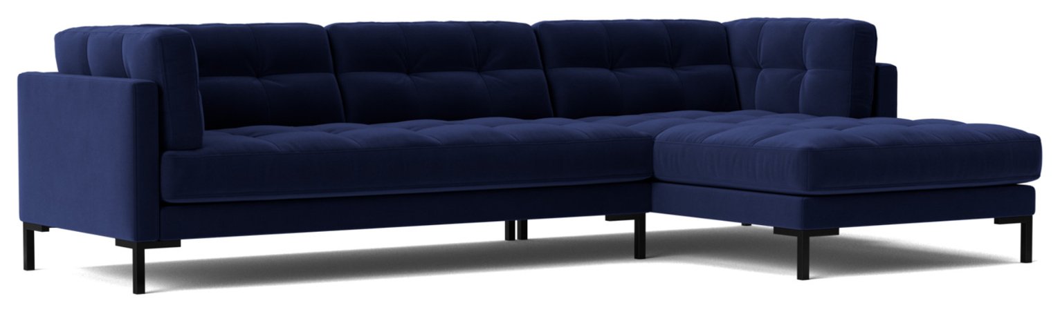 Swoon Landau Velvet Right Hand Corner Sofa - Ink Blue