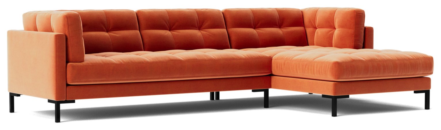 Swoon Landau Velvet Right Hand Corner Sofa - Burnt Orange