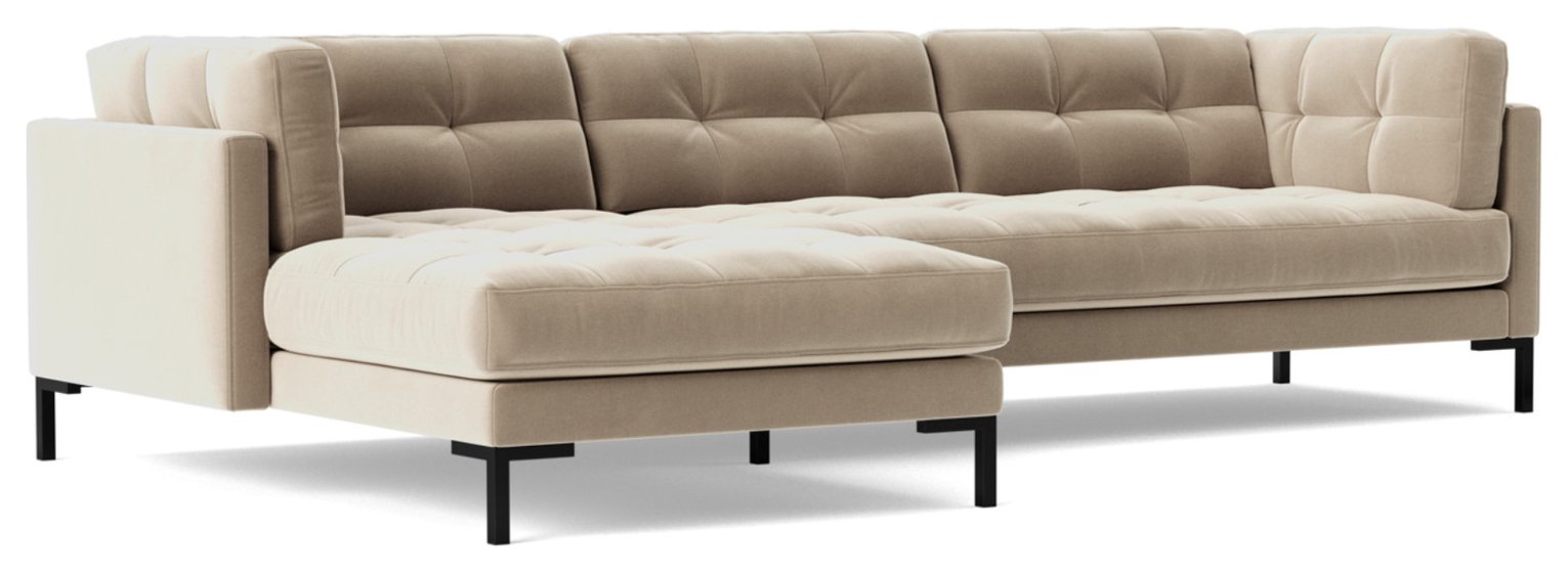 Swoon Landau Velvet Left Hand Corner Sofa - Taupe