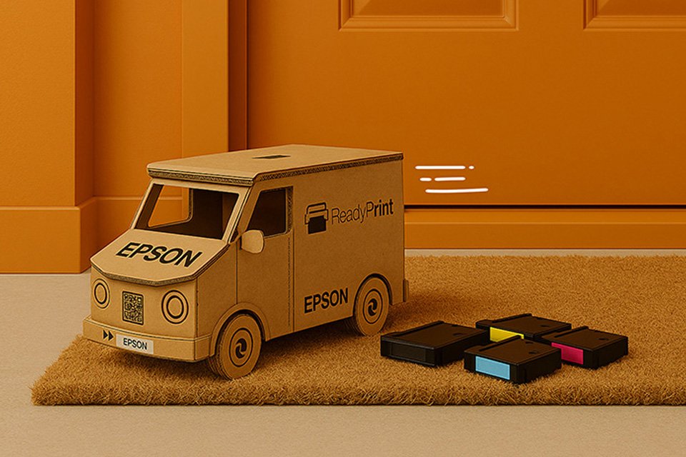 A truck made out of Epson cardboard.