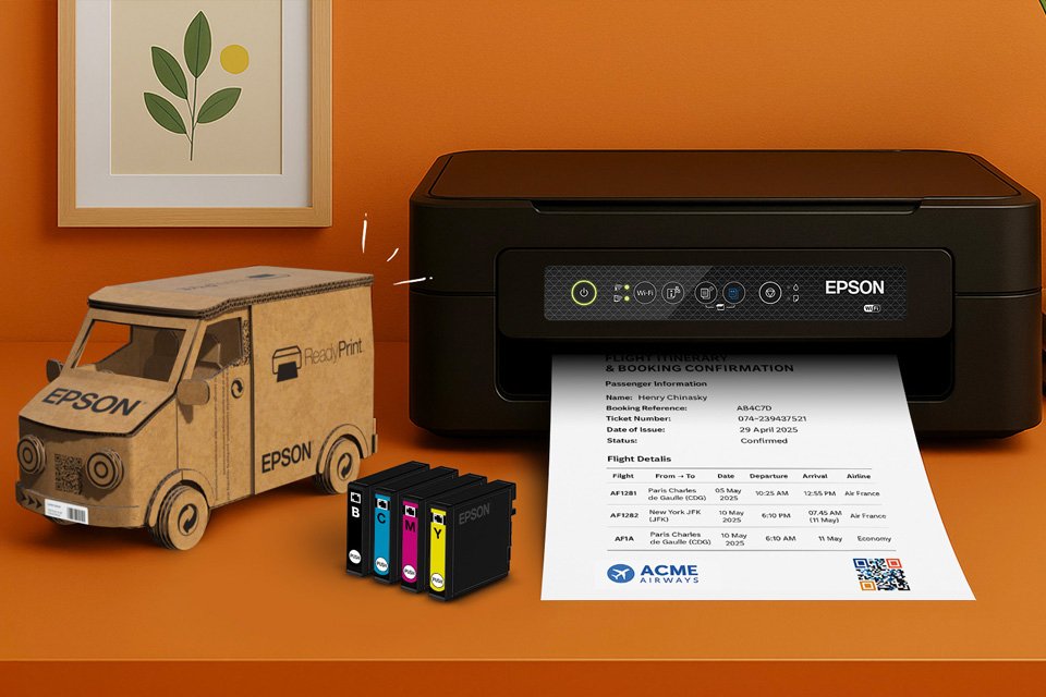Ink plans being printed out of an Epson printer.
