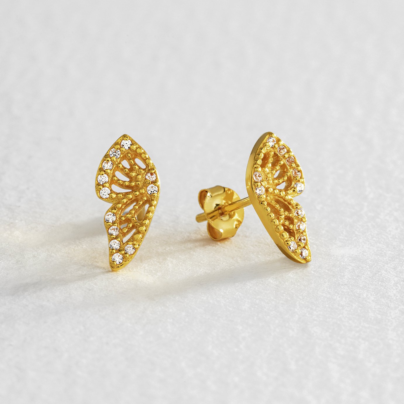 Revere Gold Plated Silver Cubic Zirconia Round Stud Earrings