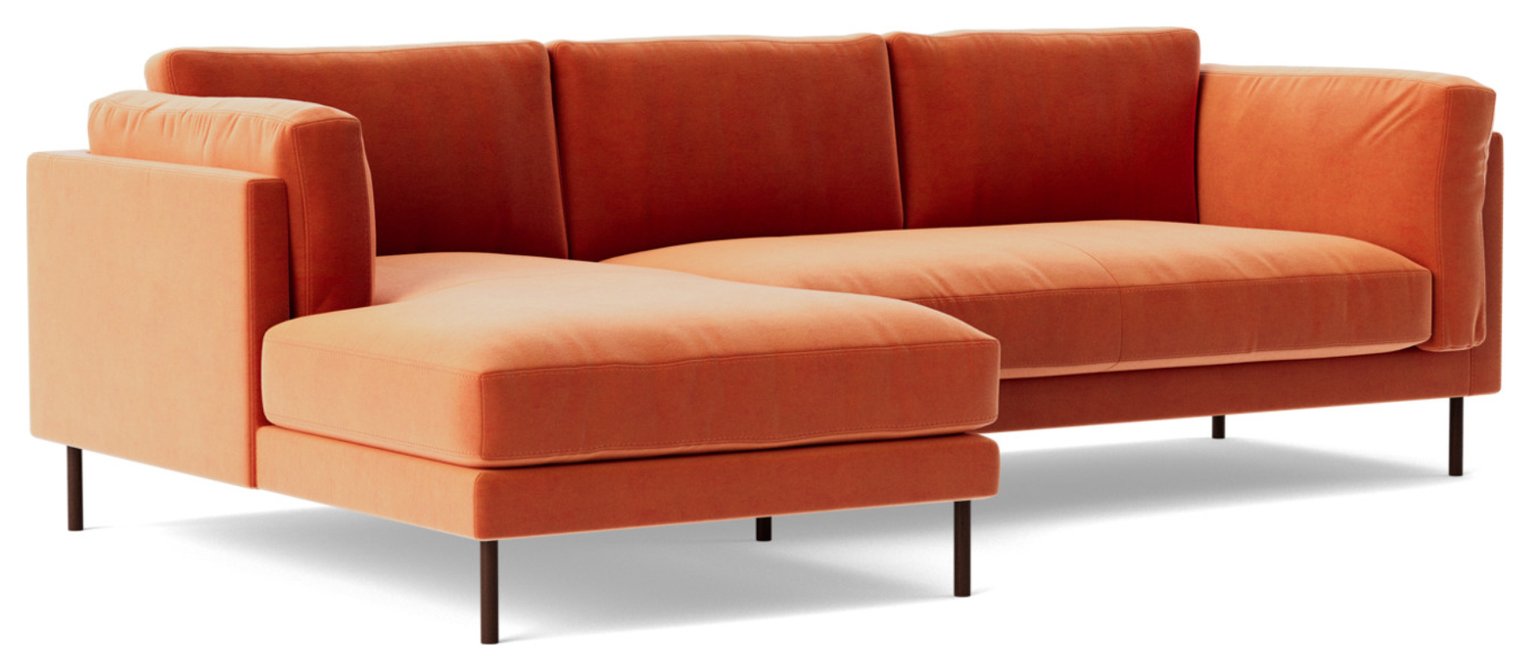 Swoon Munich Velvet Left Hand Corner Sofa - Burnt Orange