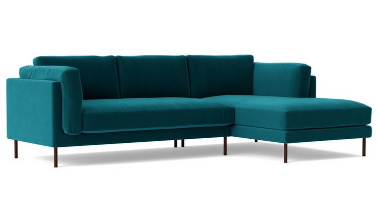 Swoon Munich Velvet Right Hand Corner Sofa- Kingfisher Blue