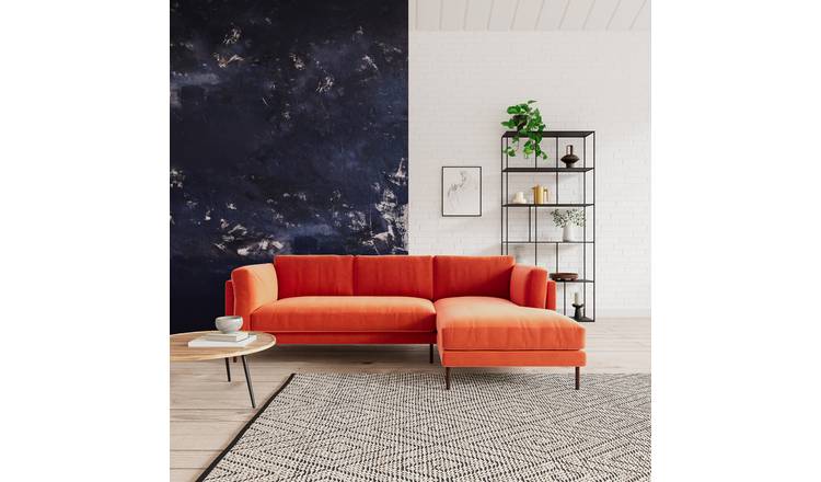Buy Swoon Munich Velvet Right Hand Corner Sofa Burnt Orange