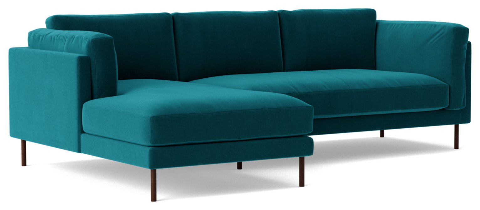 Swoon Munich Velvet Left Hand Corner Sofa - Kingfisher Blue